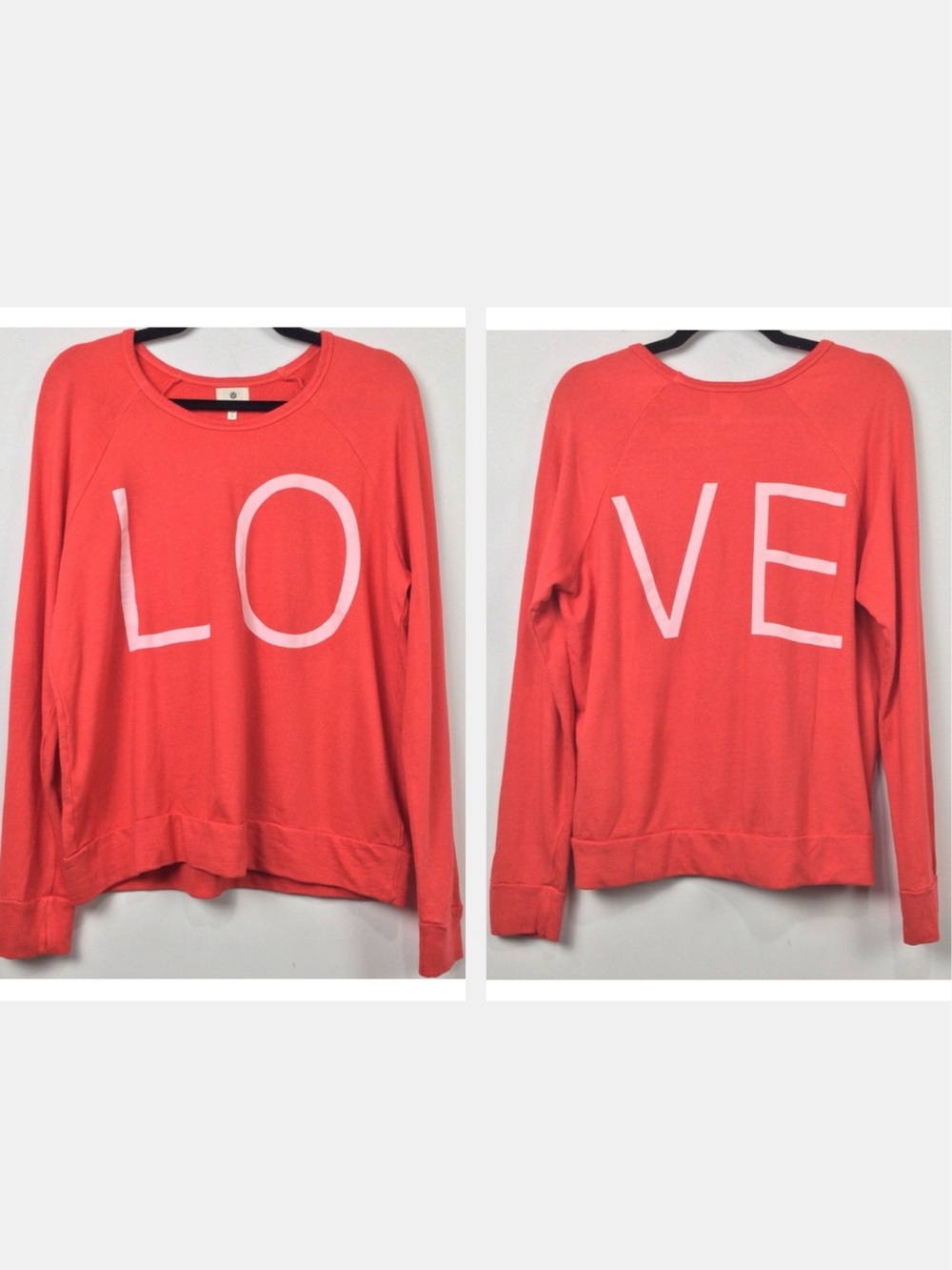 Sundry LOVE Raglan Crewneck Sweatshirt in Red/Pink, size 4